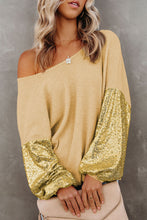 Load image into Gallery viewer, Sequin Waffle-Knit Blouse (multiple color options)
