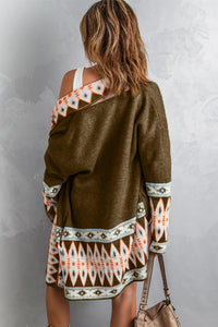 Geometric Open Front Long Sleeve Cardigan (multiple color options)