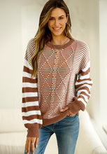 Load image into Gallery viewer, Striped Round Neck Dropped Shoulder Sweater (multiple color options)
