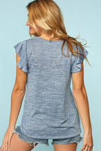 Load image into Gallery viewer, Heat Waves Flutter-Sleeve Top in Denim Two Tone

