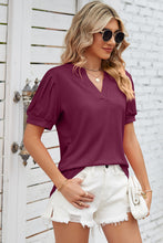 Load image into Gallery viewer, Notched Ruched Short Sleeve Top (multiple color options)
