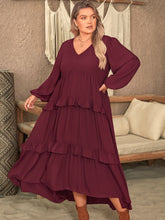 Load image into Gallery viewer, Ruffled V-Neck Long Sleeve Dress  (multiple color options)
