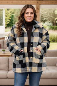 Plaid Button Up Long Sleeve Coat