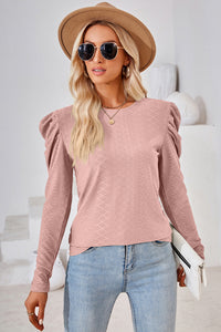 Round Neck Puff Sleeve Top (multiple color options)