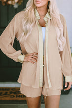 Load image into Gallery viewer, Button Up Long Sleeve Top and Shorts Lounge Set
