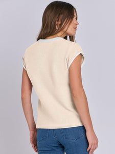 Mandy Contrast Round Neck Cap Sleeve Sweater (multiple color options)