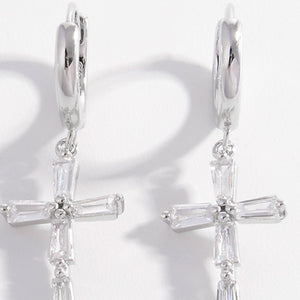 925 Sterling Silver Zircon Cross Earrings (gold or silver)