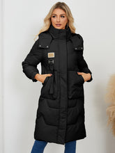 Load image into Gallery viewer, Long Sleeve Longline Hooded Winter Coat (multiple color options)
