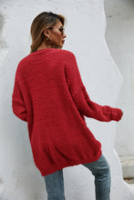 Load image into Gallery viewer, Open Front Openwork Fuzzy Cardigan with Pockets (multiple color options)
