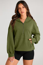 Load image into Gallery viewer, Pocketed Half Zip Long Sleeve Hoodie (multiple color options)
