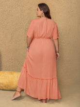 Load image into Gallery viewer, Frill Embroidered V-Neck Half Sleeve Maxi Dress
