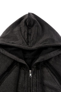 Exposed Seam Zip Up Long Sleeve Drawstring Hoodie (multiple color options)