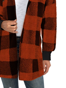 Plaid Long Sleeve Hooded Coat (multiple color options)