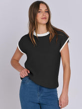 Load image into Gallery viewer, Mandy Contrast Round Neck Cap Sleeve Sweater (multiple color options)
