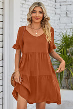 Load image into Gallery viewer, Mandy V-Neck Flounce Sleeve Tiered Dress (multiple color options)
