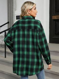 Plaid Collared Neck Long Sleeve Shirt (multiple color options)