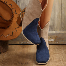 Load image into Gallery viewer, Suede Square Toe Block Heel Boots  (multiple color options)
