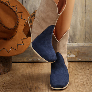 Suede Square Toe Block Heel Boots  (multiple color options)