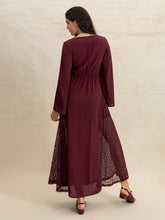 Load image into Gallery viewer, Lace Patchwork V-Neck Long Sleeve Midi Dress
