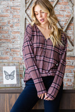 Load image into Gallery viewer, Plaid V-Neck Long Sleeve Top
