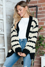 Load image into Gallery viewer, Striped Contrast Open Front Long Sleeve Cardigan
