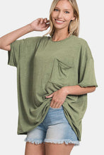 Load image into Gallery viewer, Drop Shoulder Oversized Front Pocket T-Shirt
