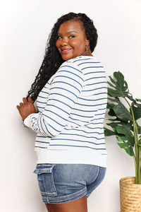 Serene Skyline Striped Long Sleeve Round Neck Top