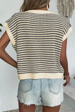 Load image into Gallery viewer, Striped Round Neck Cap Sleeve Sweater (multiple color options)
