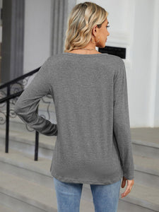 Notched Long Sleeve Top (multiple color options)