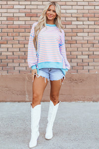 High-Low Striped Long Sleeve Sweatshirt (2 color options)