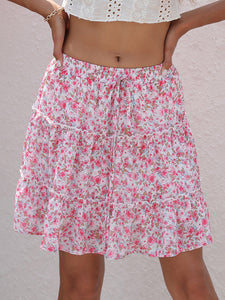 Printed Elastic Waist Mini Skirt (multiple color options)