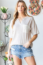 Load image into Gallery viewer, Lace Front Pocket Drop Shoulder Top
