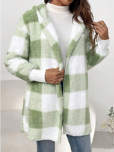 Load image into Gallery viewer, Plaid Long Sleeve Hooded Coat (multiple color options)
