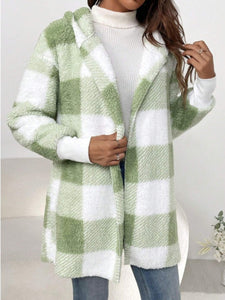 Plaid Long Sleeve Hooded Coat (multiple color options)