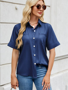 Collared Neck Short Sleeve Shirt (multiple color options)