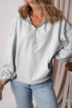 Load image into Gallery viewer, Pocketed Half Zip Dropped Shoulder Hoodie (multiple color options)
