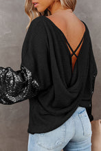 Load image into Gallery viewer, Sequin Waffle-Knit Blouse (multiple color options)
