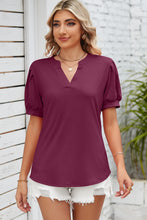 Load image into Gallery viewer, Notched Ruched Short Sleeve Top (multiple color options)
