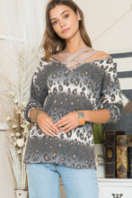 Load image into Gallery viewer, Leopard Long Sleeve Top with Braided Strap (multiple color options)
