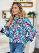 Load image into Gallery viewer, Printed Smocked Long Sleeve Blouse
