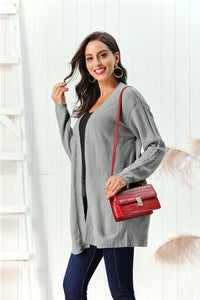 Cable-Knit Open Front Long Sleeve Cardigan (multiple color options)