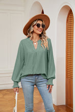 Load image into Gallery viewer, Notched Neck Flounce Sleeve Blouse (multiple color options)
