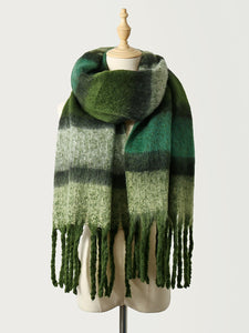 Fringe Color Block Polyester Scarf (multiple color options)