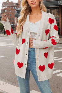 Heart Button Down Long Sleeve Cardigan (multiple color options)