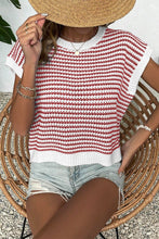 Load image into Gallery viewer, Striped Round Neck Cap Sleeve Sweater (multiple color options)
