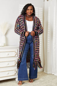 Whimsical Wanderlust Multicolored Open Front Fringe Hem Cardigan