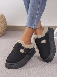 Thermal Fuzzy Buckle Platform Slippers (multiple color options)