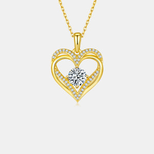 1.2 Carat Moissanite 925 Sterling Silver Heart Necklace (multiple color options)