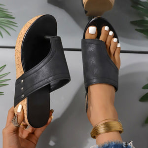 PU Leather Wedge Sandals  (multiple color options)