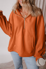 Load image into Gallery viewer, Pocketed Half Zip Dropped Shoulder Hoodie (multiple color options)
